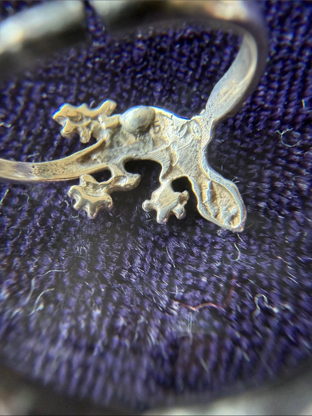 Vintage 925 sterling silver reptile lizard ring, adjustable size - Picture 4 of 6
